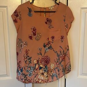 Lily White Pink Floral Blouse Size Large